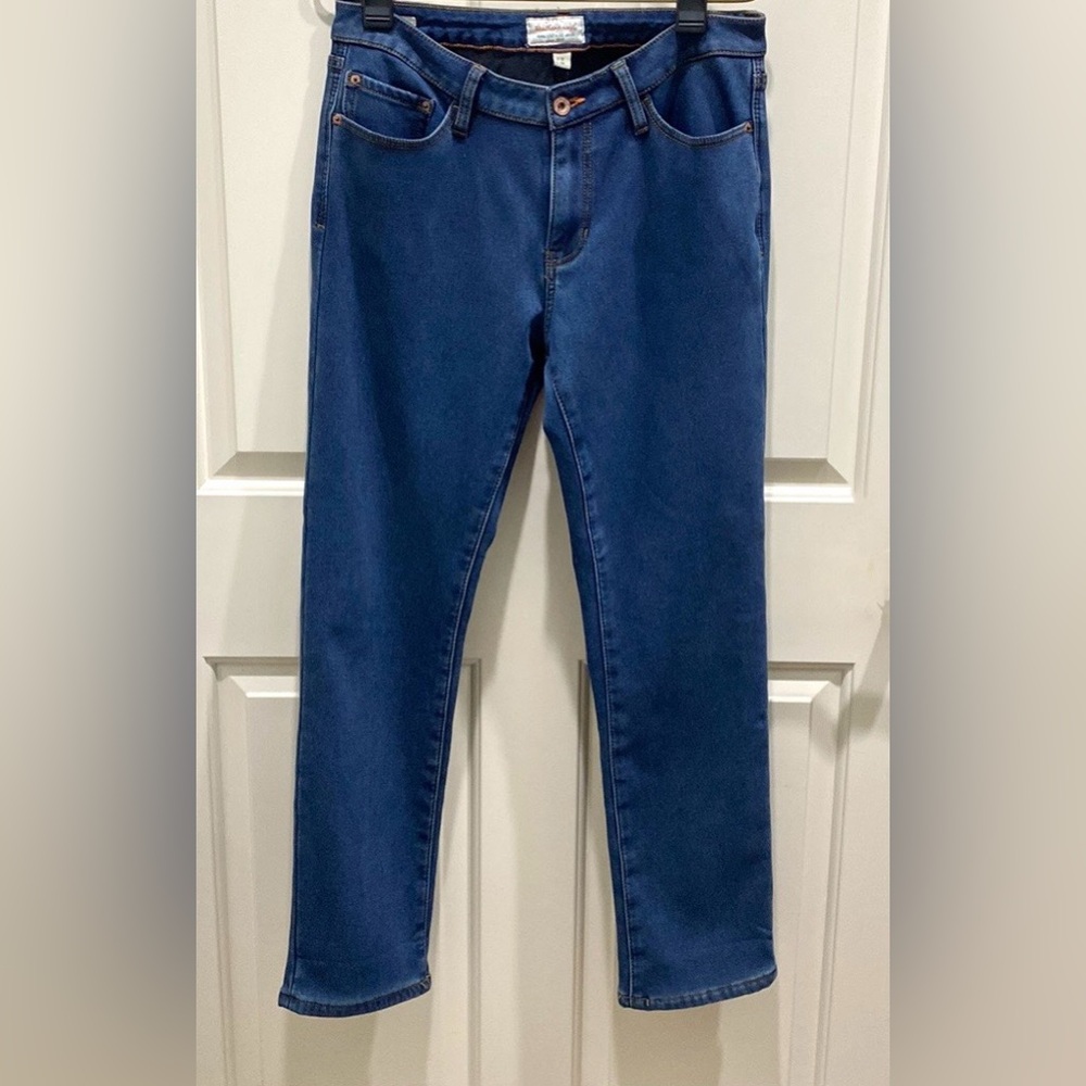 Weatherproof Vintage Slim Straight Blue 10 Trendy Chic Velour Lined Denim Jeans